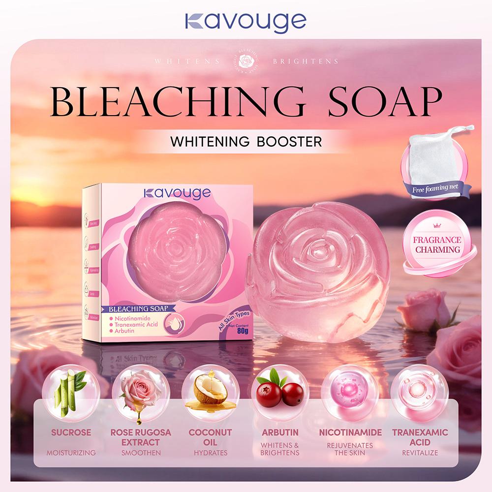 Kavouge Bleaching Soap Whitening Booster Niacinamide Face & Body Care Cleaning Sucrose Moisturizing Arbutin Licorice Extract Tranexamic Acid Long-Lasting Frangrance
