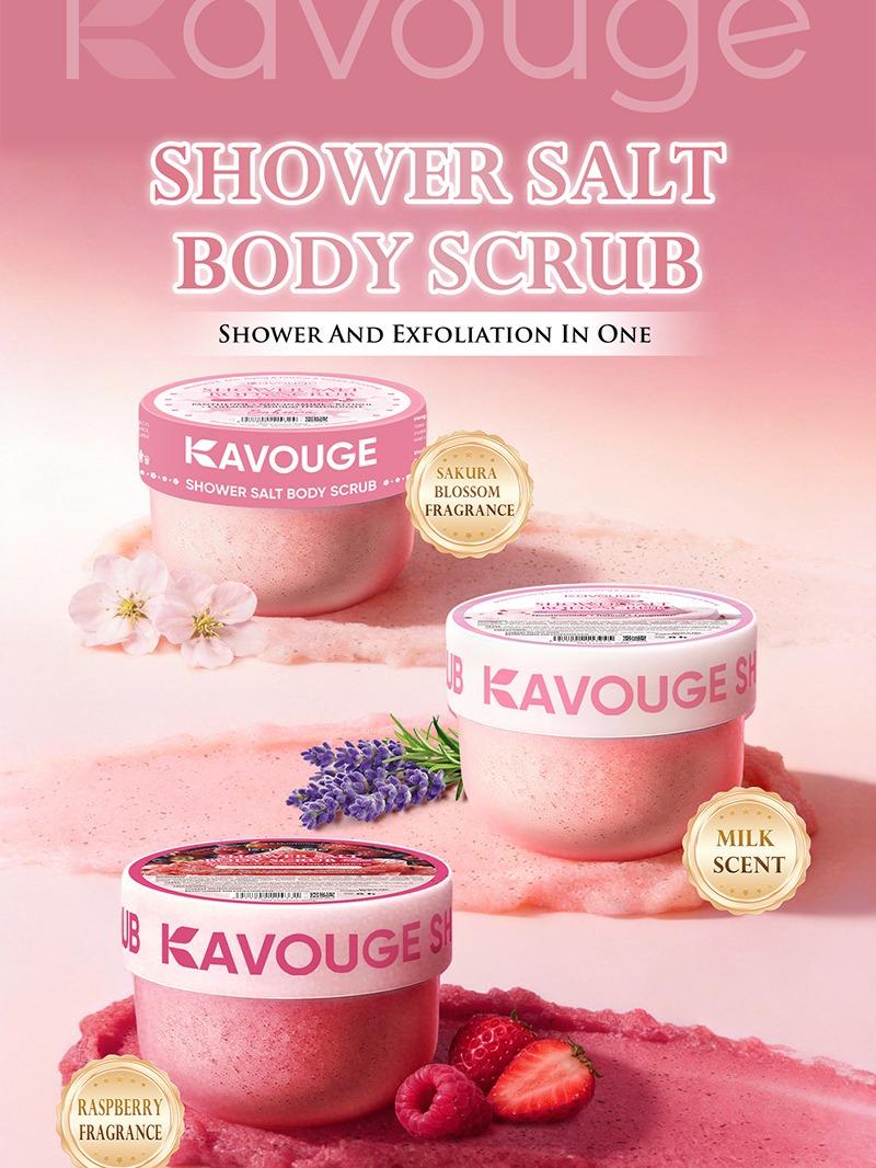 Kavouge 20X Whitening Bundle - Kavouge Shower Scrub & Rose Bleaching Soap for Deep Cleansing & Gentle Exfoliation