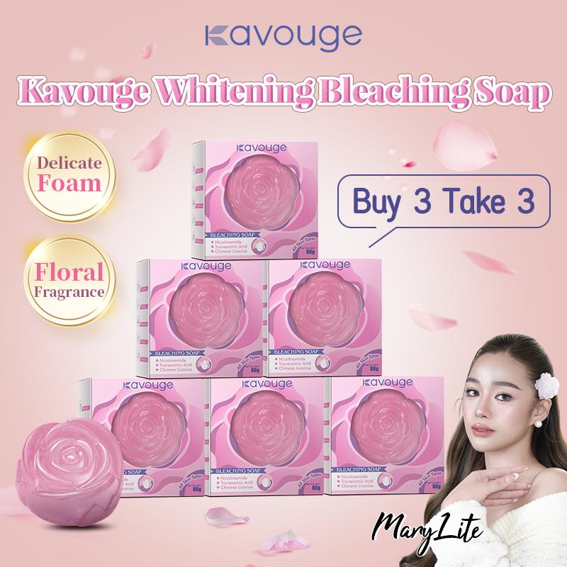 【Buy 3 Take 3】Kavouge Bleaching Soap Whitening Booster Niacinamide Face & Body Care Cleaning Arbutin Licorice Extract Tranexamic Acid Long-Lasting Frangrance