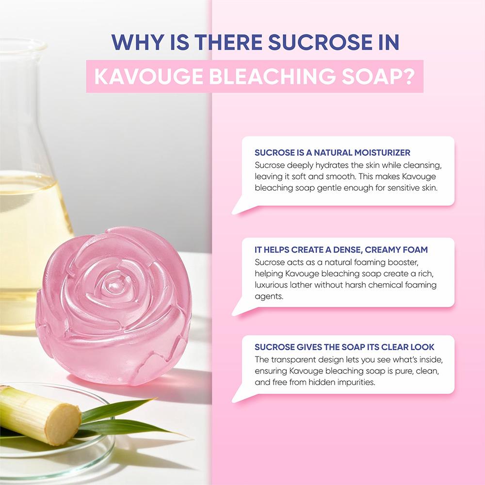 Kavouge Bleaching Soap Whitening Booster Niacinamide Face & Body Care Cleaning Sucrose Moisturizing Arbutin Licorice Extract Tranexamic Acid Long-Lasting Frangrance