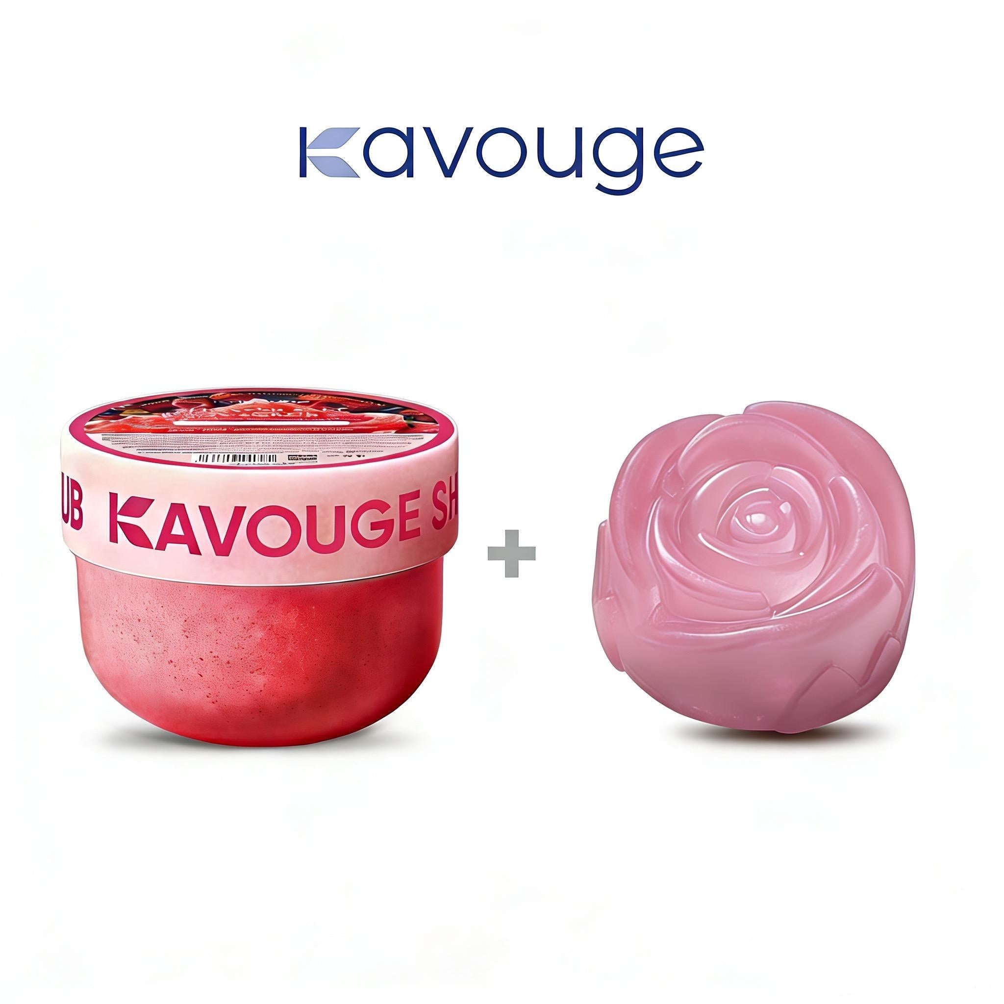 Kavouge 20X Whitening Bundle - Kavouge Shower Scrub & Rose Bleaching Soap for Deep Cleansing & Gentle Exfoliation