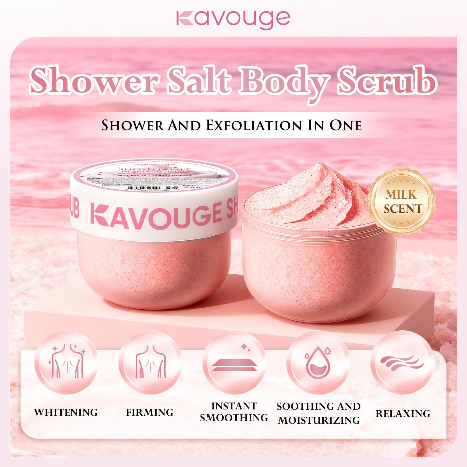 A Kavouge Shower Salt Body Scrub Exfoliating Niacinamide Retinol Lavender Extract Centella Whitening Firming Smoothing Soothing Relaxing 300g