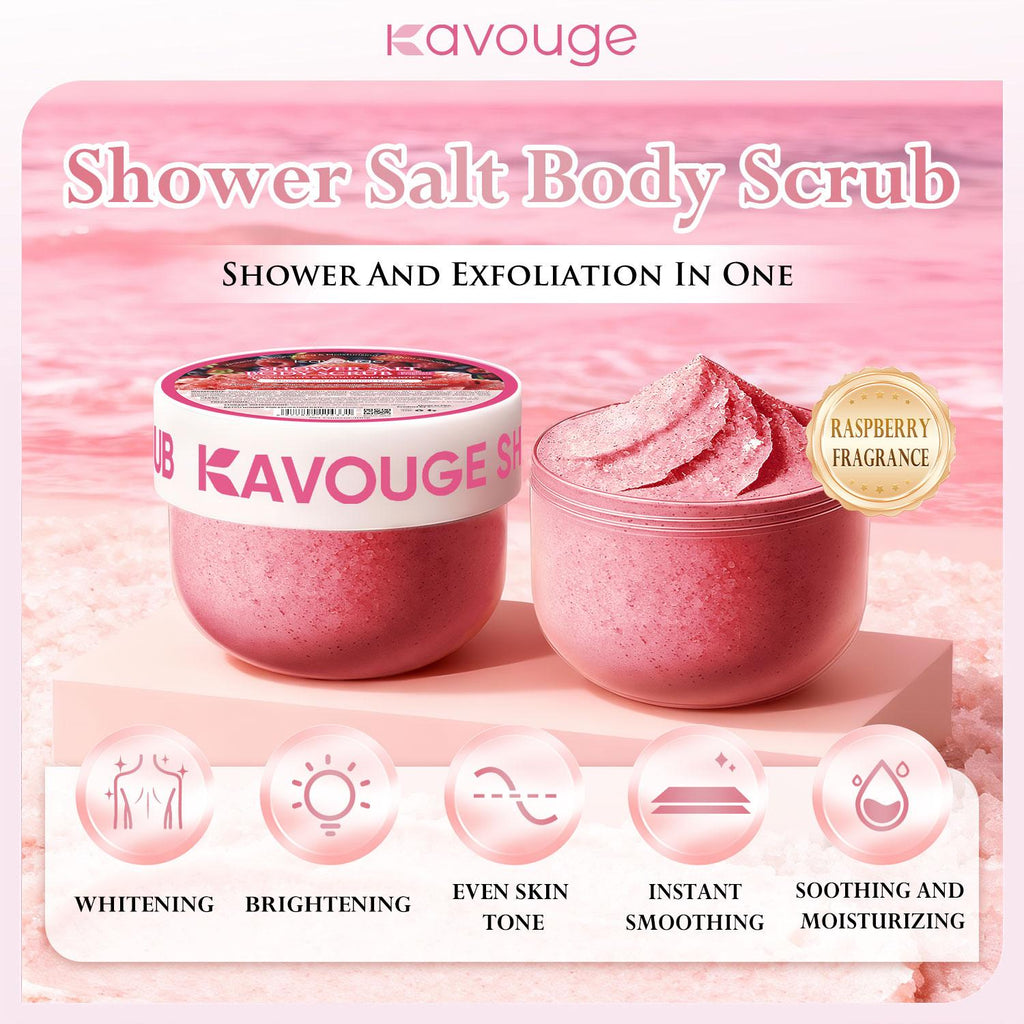 A Kavouge Shower Salt Body Scrub Exfoliating Niacinamide Retinol Lavender Extract Centella Whitening Firming Smoothing Soothing Relaxing 300g