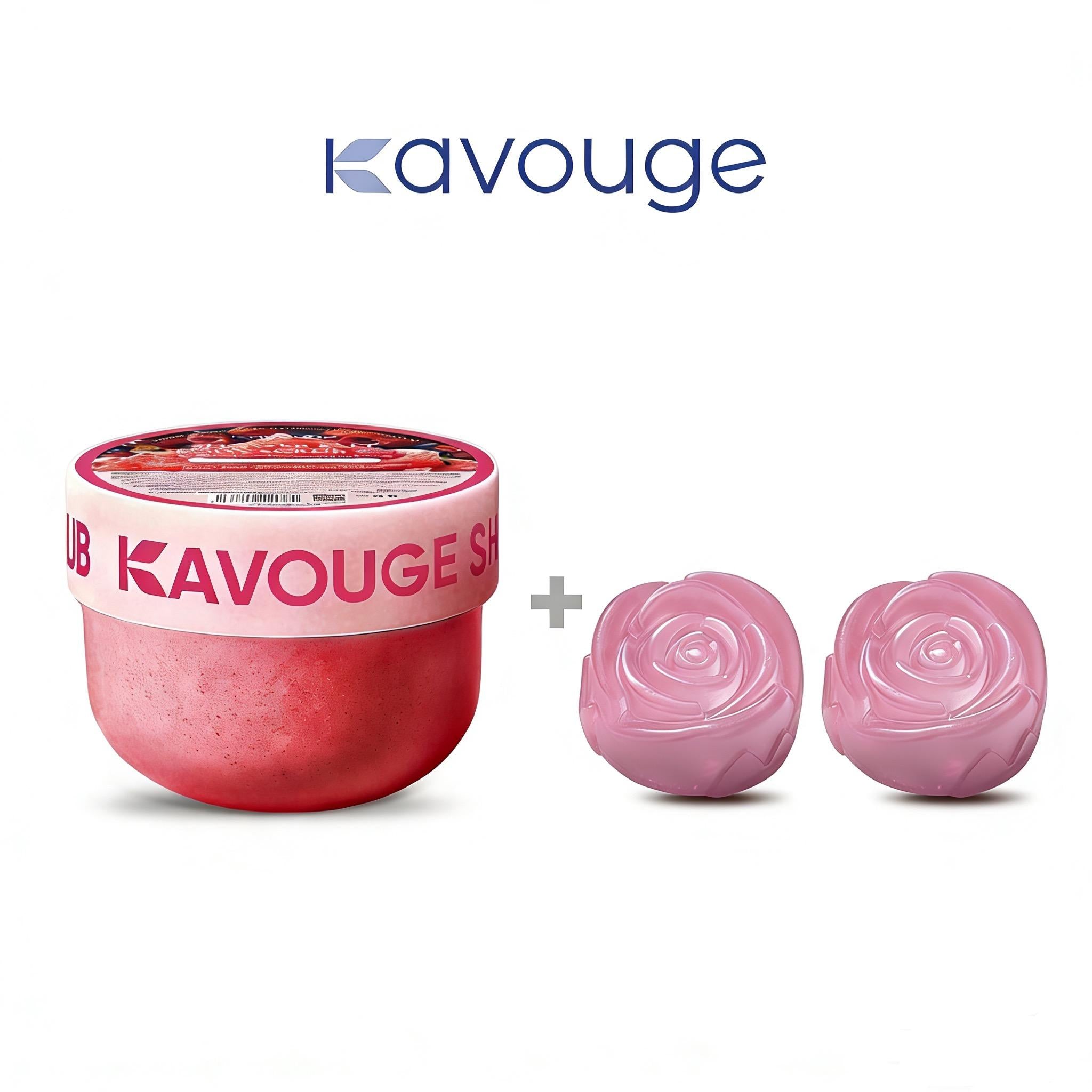Kavouge 20X Whitening Bundle - Kavouge Shower Scrub & Rose Bleaching Soap for Deep Cleansing & Gentle Exfoliation