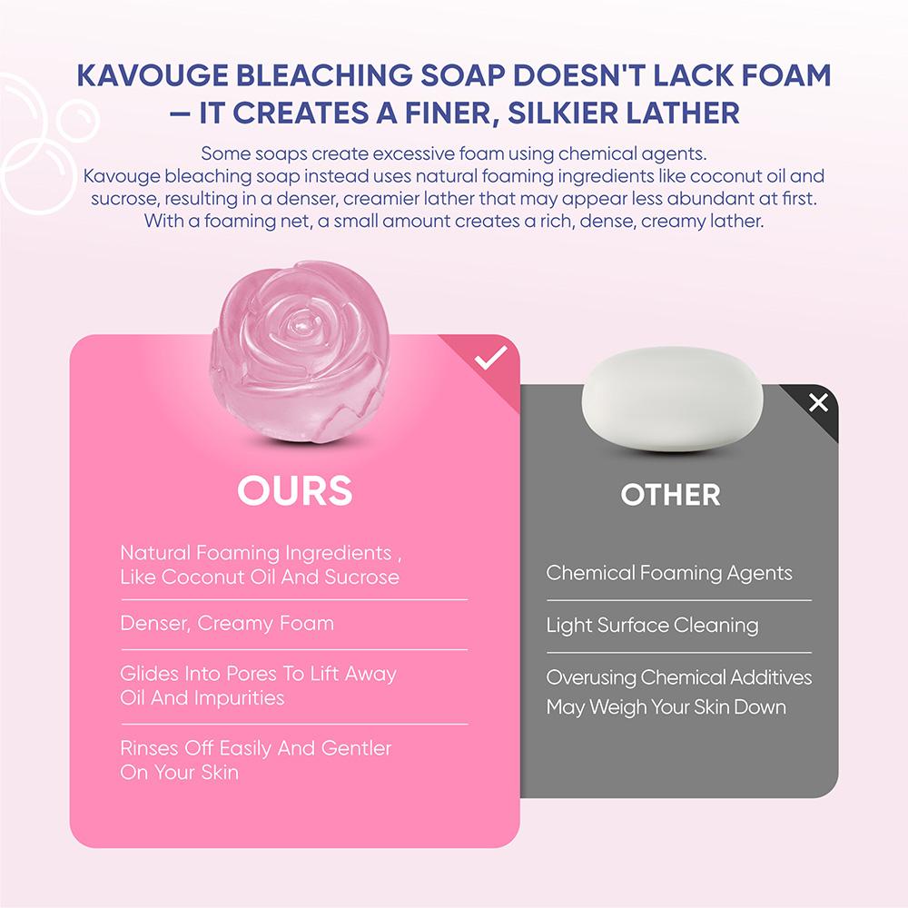 Kavouge Bleaching Soap Whitening Booster Niacinamide Face & Body Care Cleaning Sucrose Moisturizing Arbutin Licorice Extract Tranexamic Acid Long-Lasting Frangrance