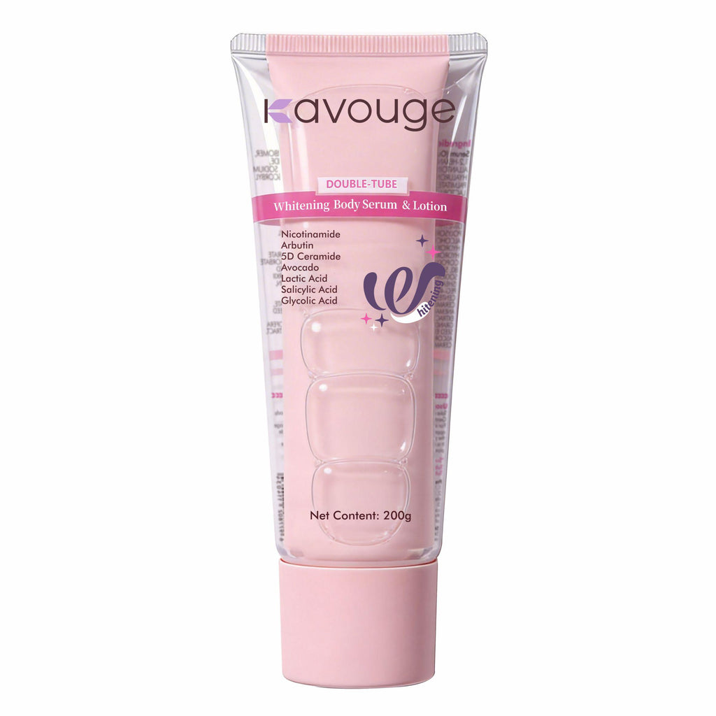 Kavouge Double-tube Whitening Body Serum & Lotion 2in1 Niacinamide Arbutin Ceramides Avocado Extract AHA Complex 1+1>2 Brightening