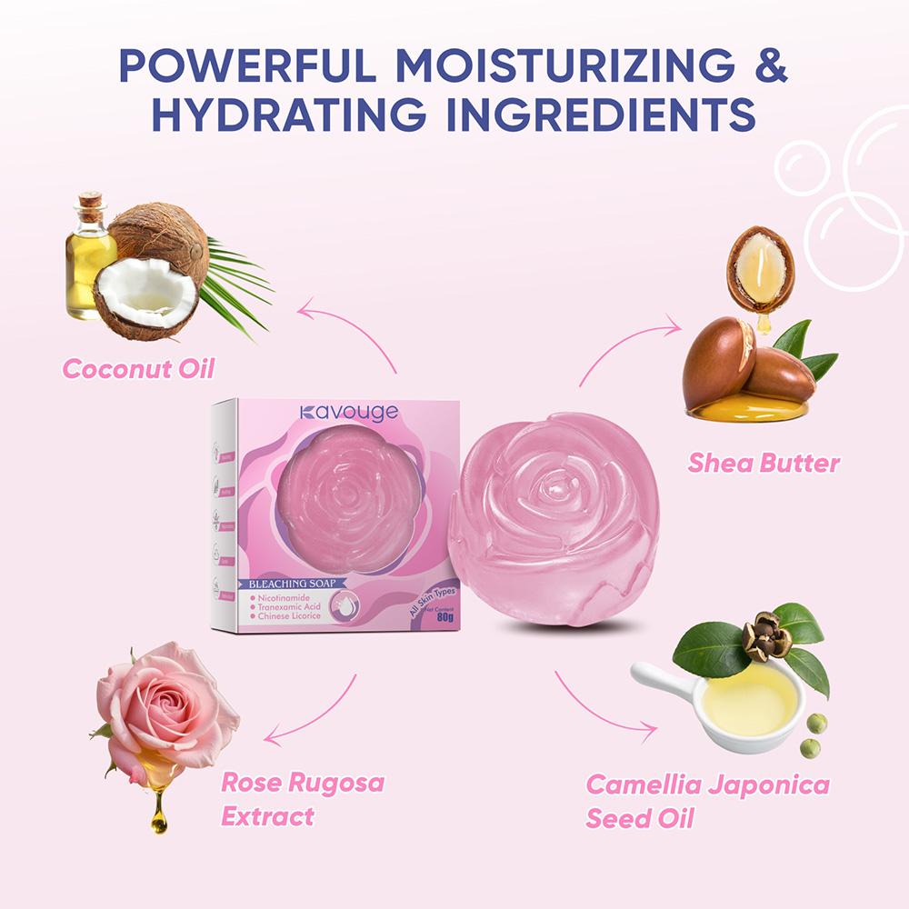 【Buy 3 Take 3】Kavouge Bleaching Soap Whitening Booster Niacinamide Face & Body Care Cleaning Arbutin Licorice Extract Tranexamic Acid Long-Lasting Frangrance